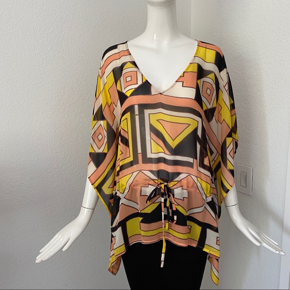 matthew williamson silk printed poncho top/coverup